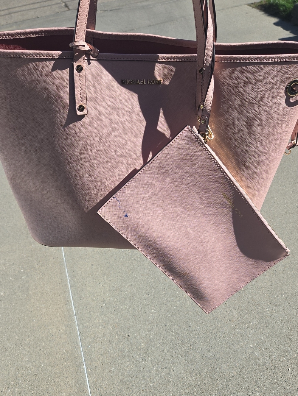 Michael Kors Pink Saffiano Tote with Matching Wristlet